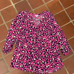 Crown & Ivy Pink Leopard Blouse